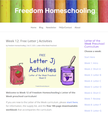 Letter of the Week free curriculum